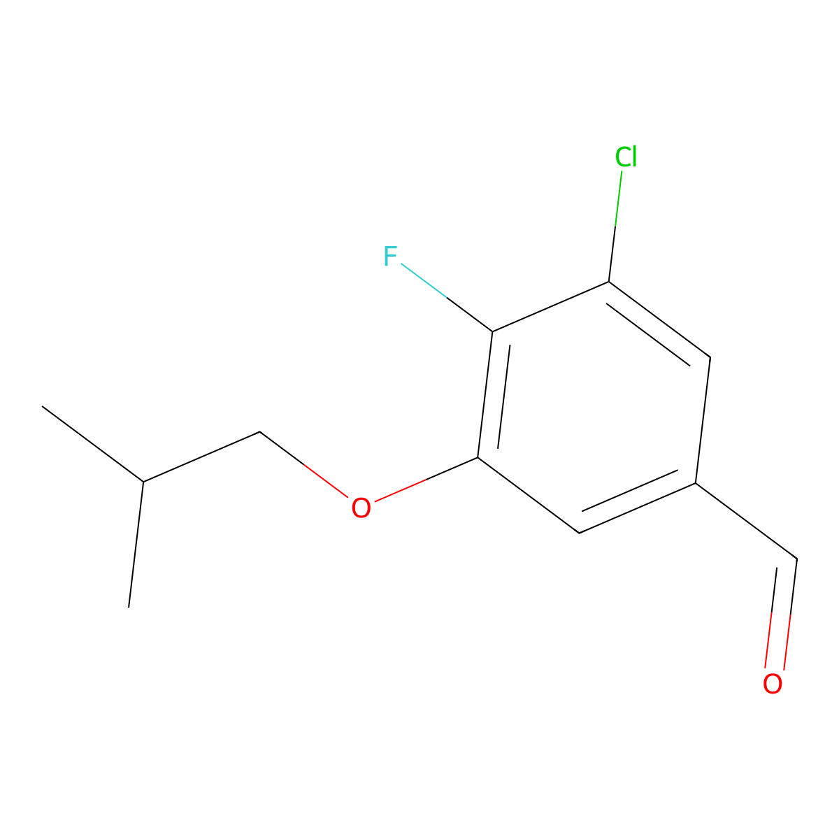3-Chloro-4-fluoro-5-isobutoxybenzaldehyde molecular structure, CAS 2807443-68-9