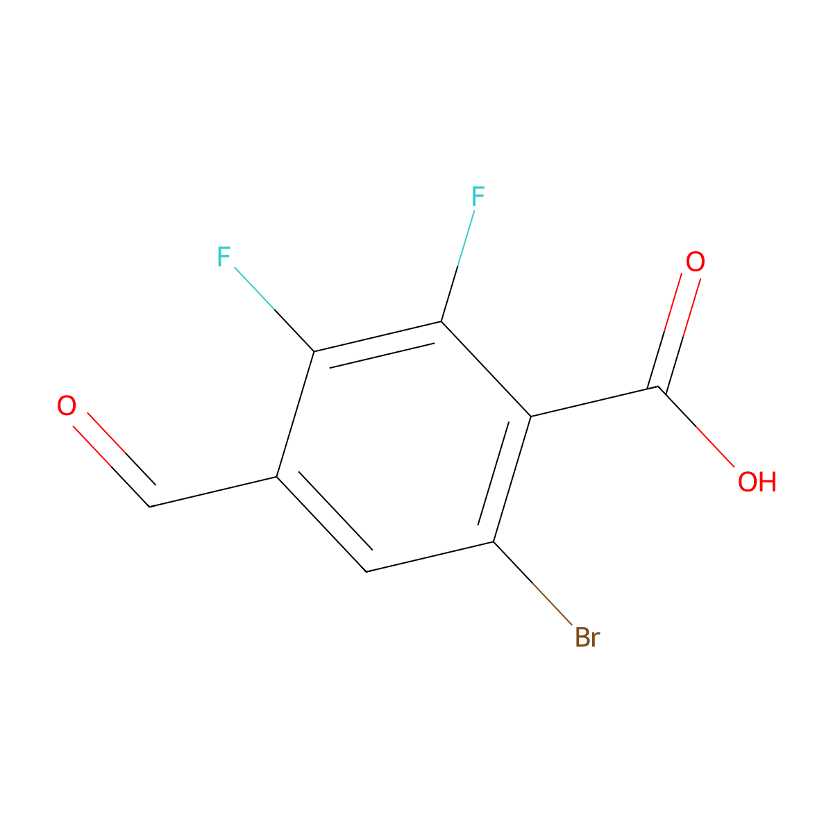 6-Bromo-2,3-difluoro-4-formylbenzoic acid molecular structure, CAS 2807443-96-3