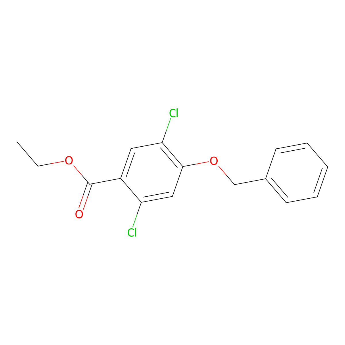 Ethyl 4-(benzyloxy)-2,5-dichlorobenzoate molecular structure, CAS 2807444-03-5