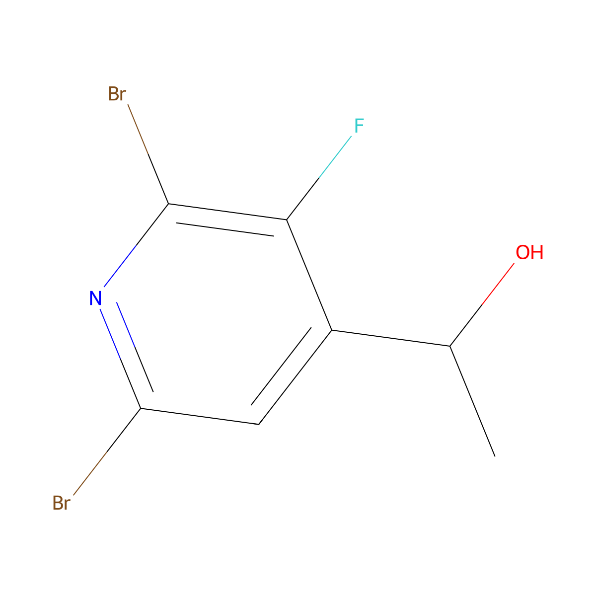 1-(2,6-Dibromo-3-fluoropyridin-4-yl)ethanol molecular structure, CAS 2807444-38-6