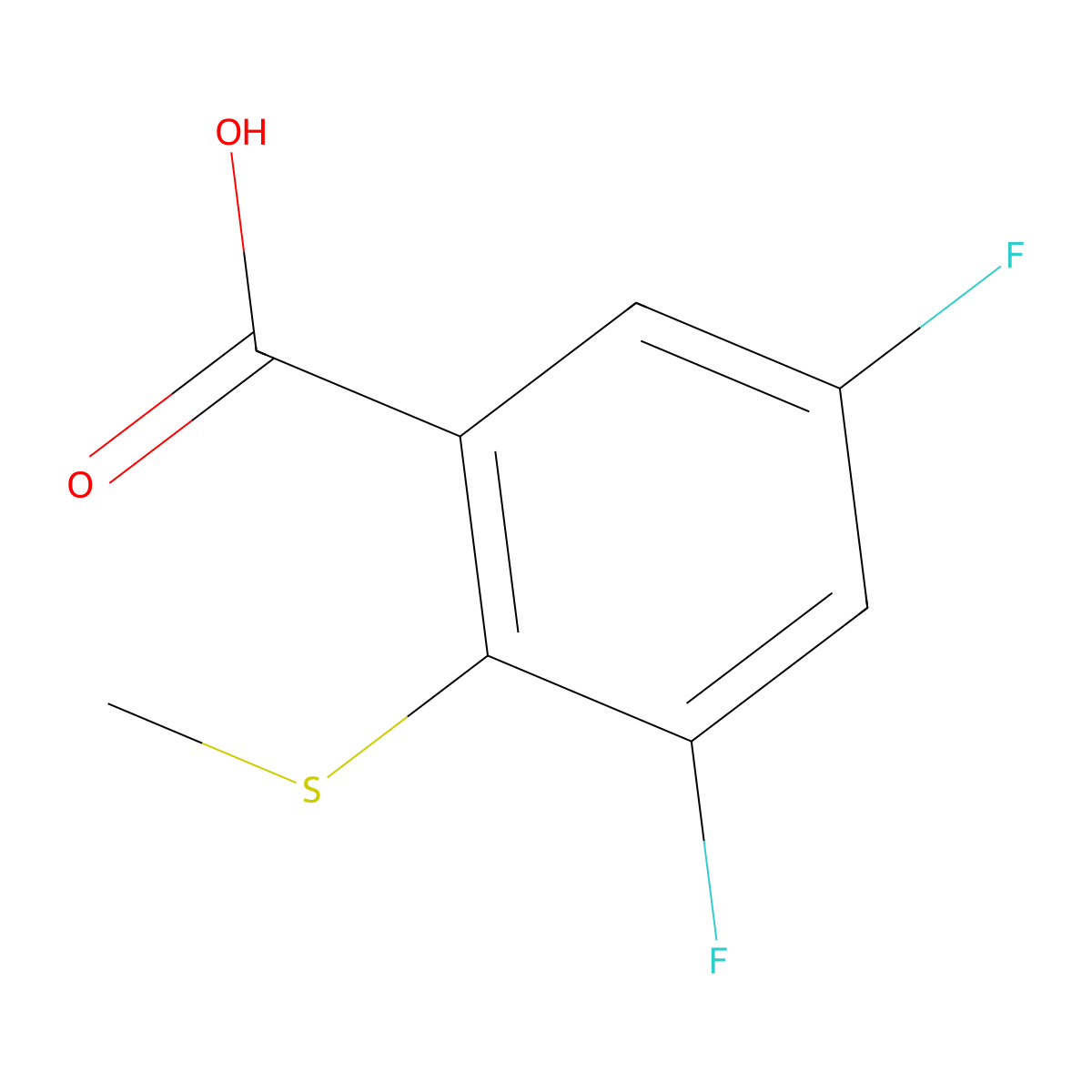 3,5-Difluoro-2-(methylthio)benzoic acid molecular structure, CAS 2807444-41-1