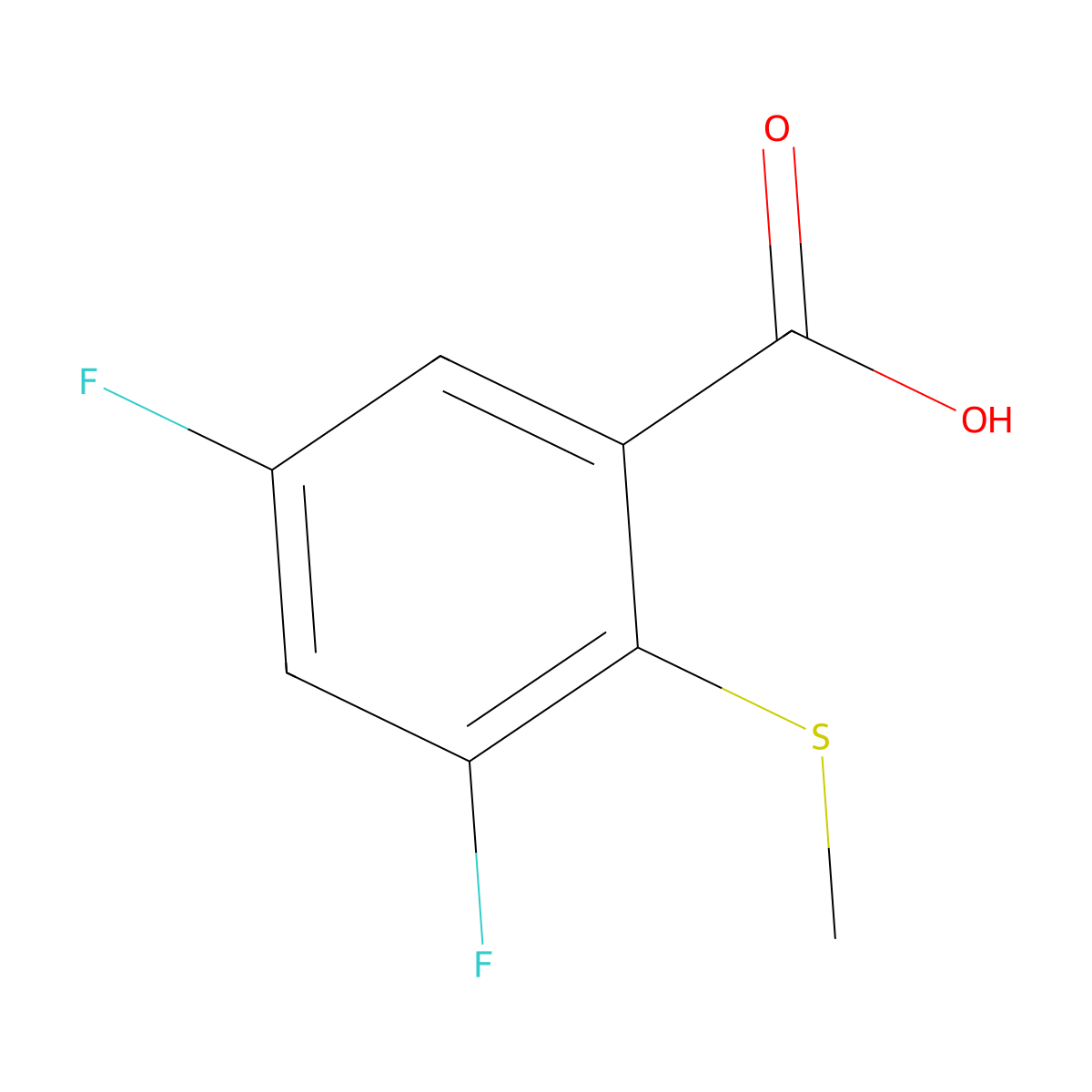 3,5-Difluoro-2-(methylthio)benzoic acid molecular structure, CAS 2807444-41-1