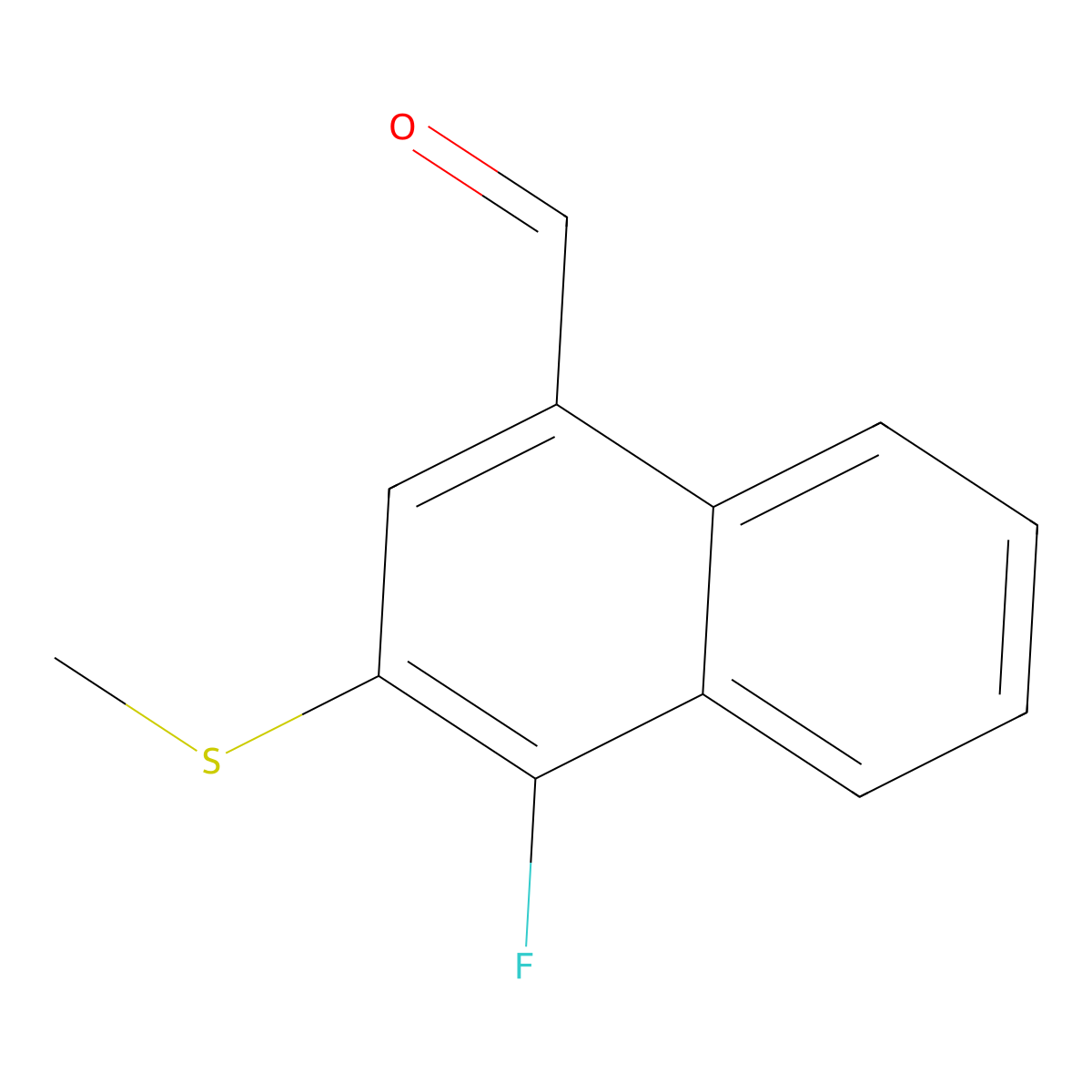 4-Fluoro-3-(methylthio)-1-naphthaldehyde molecular structure, CAS 2807444-91-1
