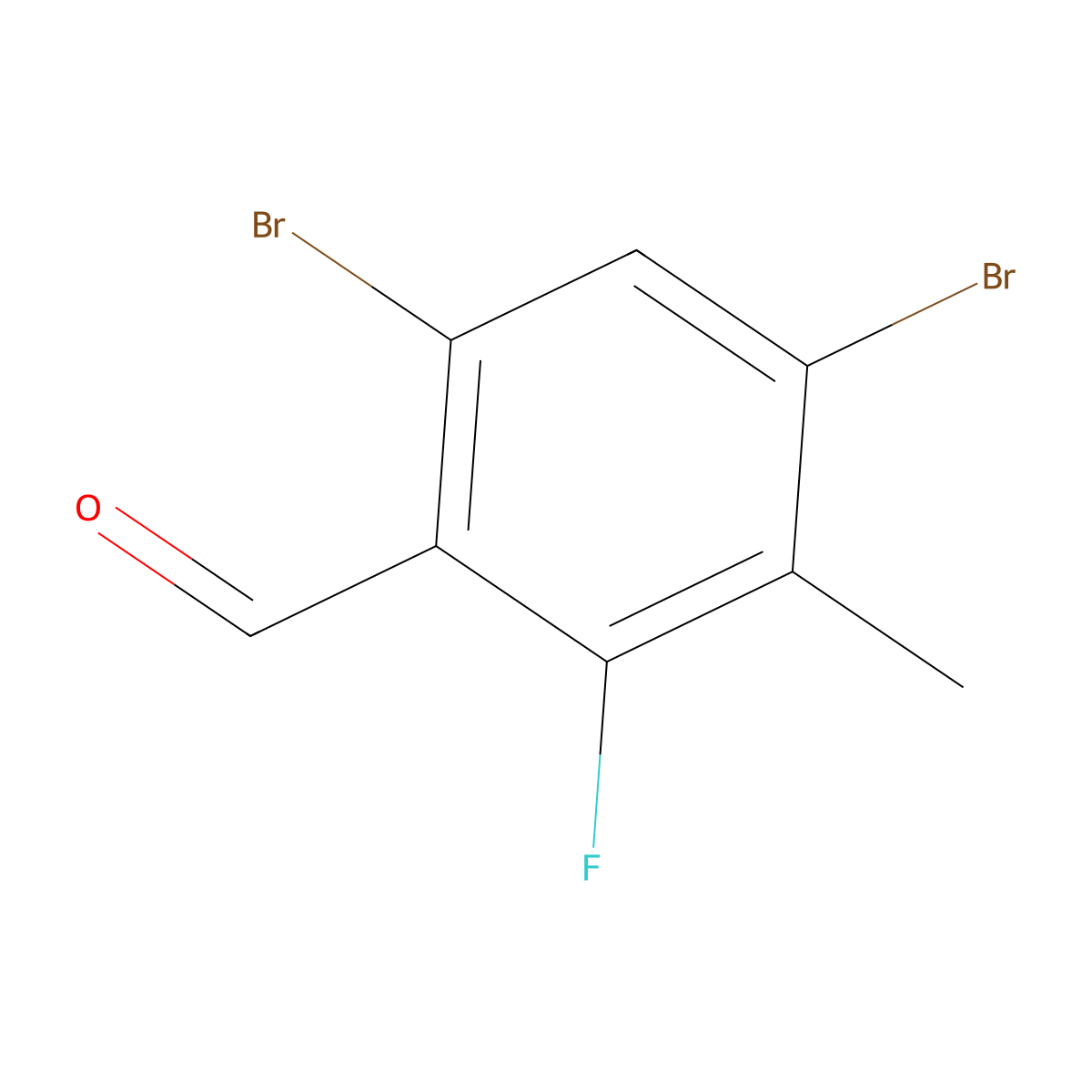 4,6-Dibromo-2-fluoro-3-methylbenzaldehyde molecular structure, CAS 2807444-92-2