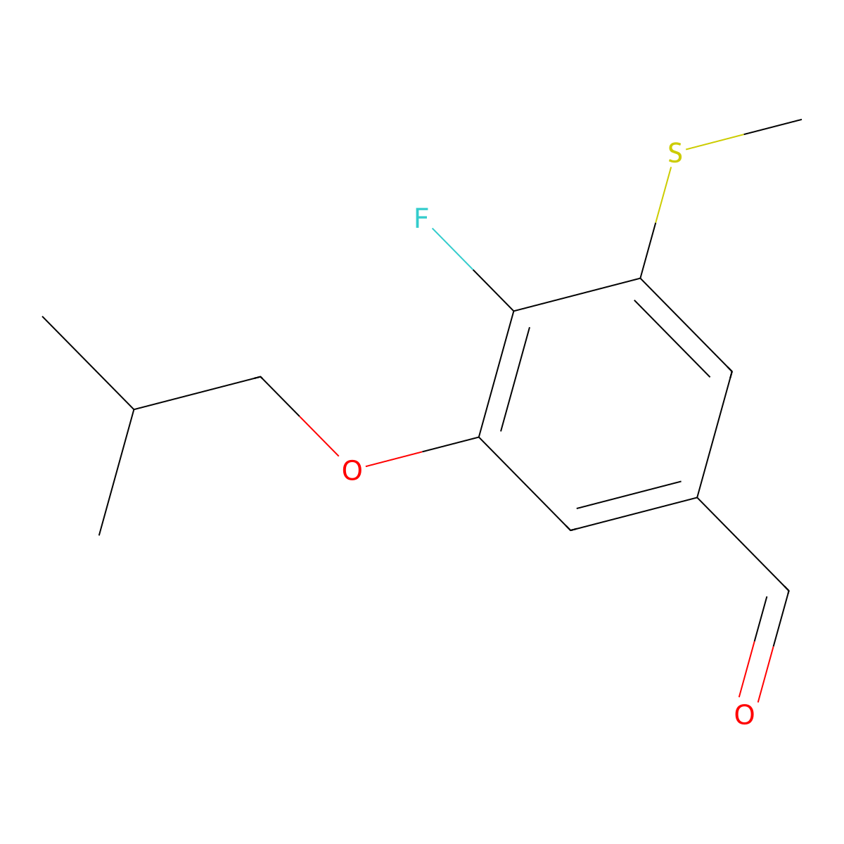 4-Fluoro-3-isobutoxy-5-(methylthio)benzaldehyde molecular structure, CAS 2807445-18-5