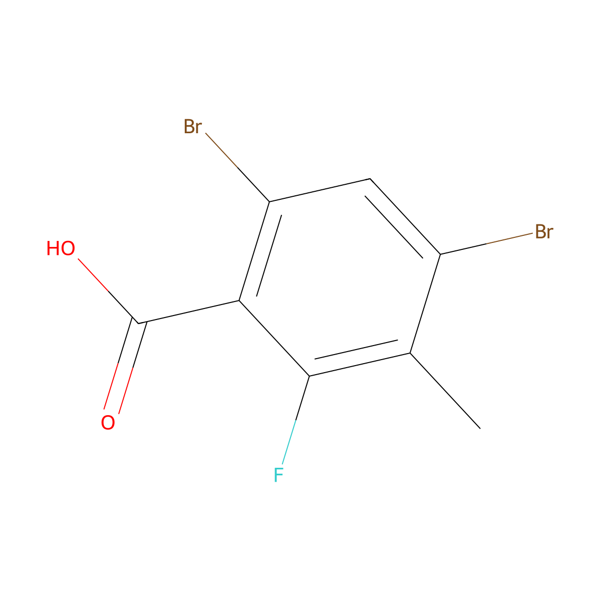 4,6-Dibromo-2-fluoro-3-methylbenzoic acid molecular structure, CAS 2807445-37-8