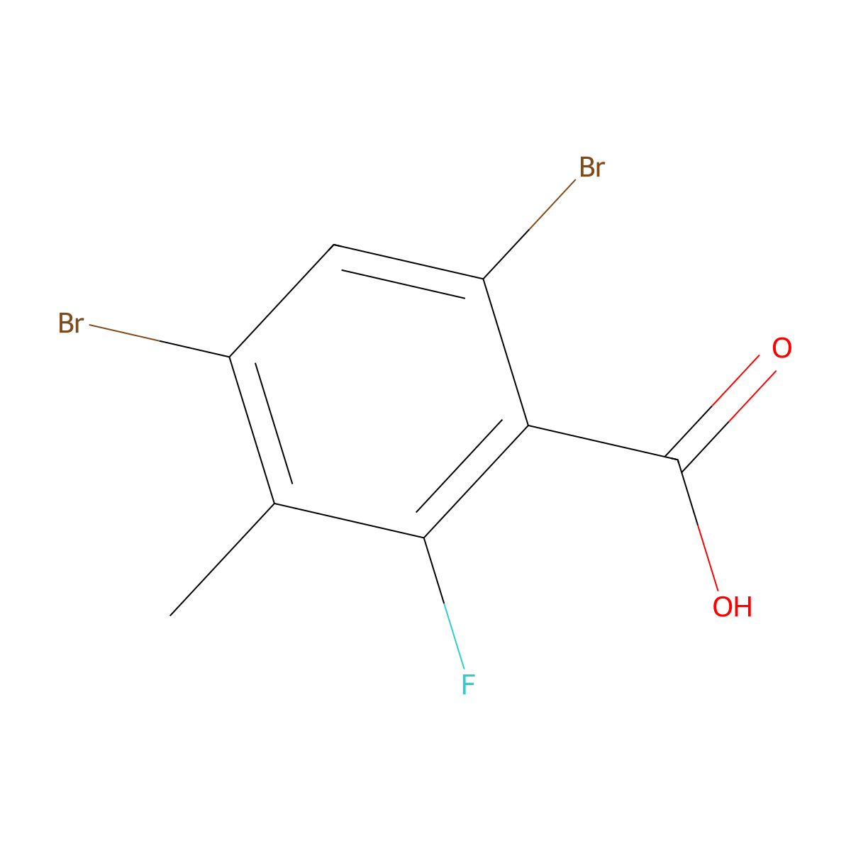 4,6-Dibromo-2-fluoro-3-methylbenzoic acid molecular structure, CAS 2807445-37-8