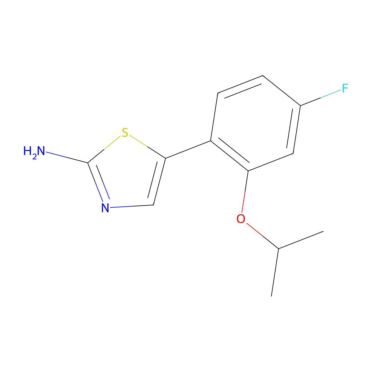 5-(4-Fluoro-2-isopropoxyphenyl)thiazol-2-amine molecular structure, CAS 2807445-39-0