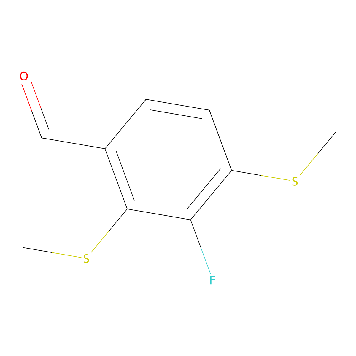 3-Fluoro-2,4-bis(methylthio)benzaldehyde molecular structure, CAS 2807445-40-3