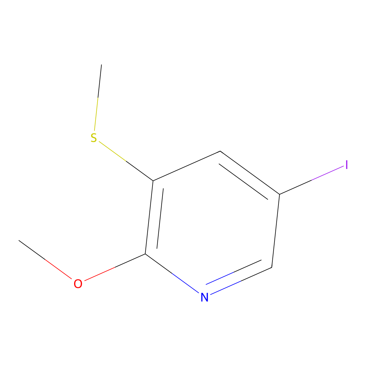 5-Iodo-2-methoxy-3-(methylthio)pyridine molecular structure, CAS 2807445-48-1