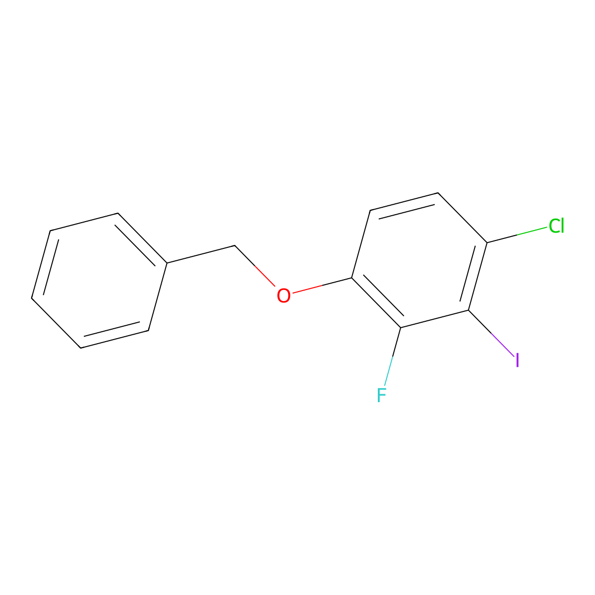 1-(Benzyloxy)-4-chloro-2-fluoro-3-iodobenzene molecular structure, CAS 2807445-58-3