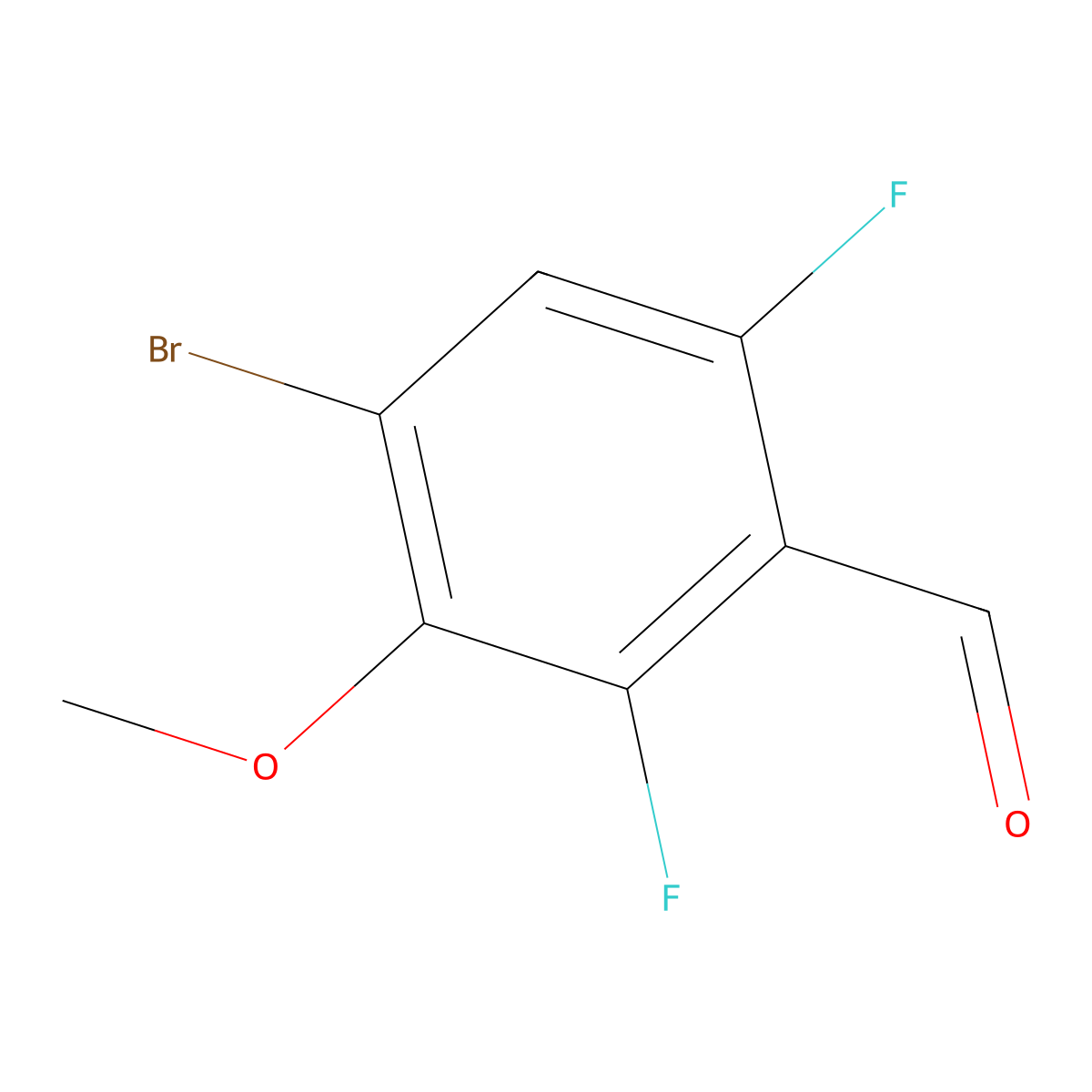 4-Bromo-2,6-difluoro-3-methoxybenzaldehyde molecular structure, CAS 2807445-60-7
