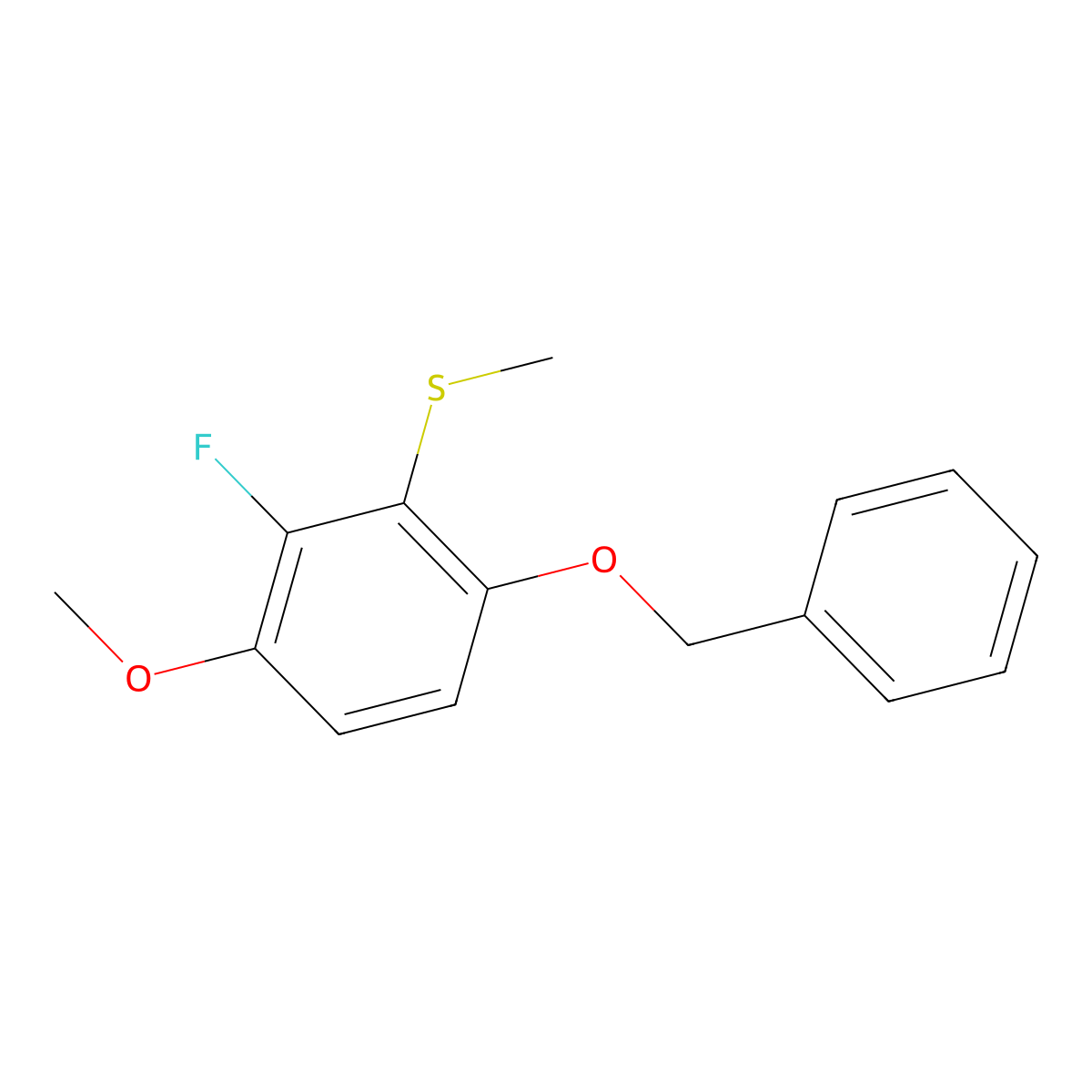 (6-(Benzyloxy)-2-fluoro-3-methoxyphenyl)(methyl)sulfane molecular structure, CAS 2807446-09-7