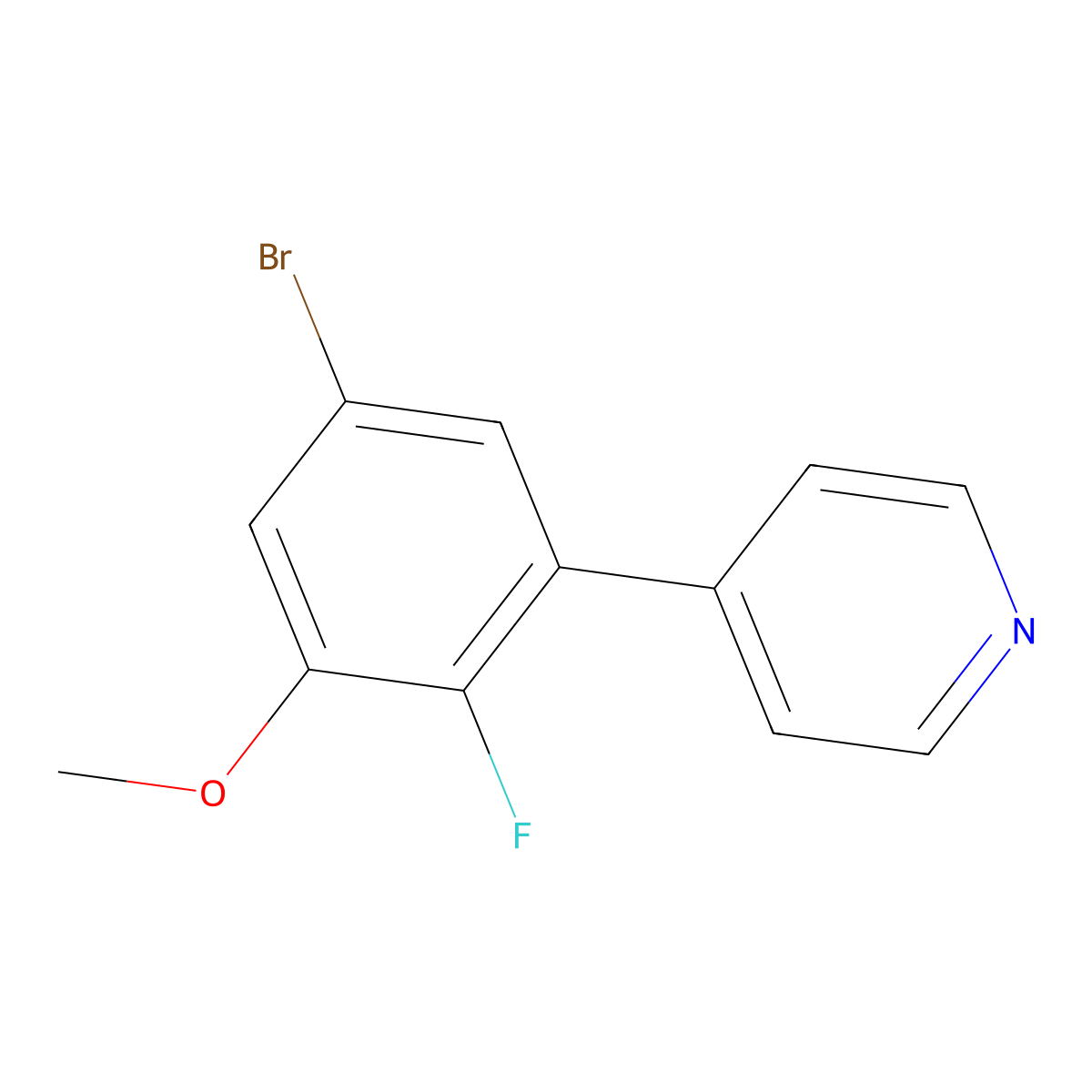 4-(5-Bromo-2-fluoro-3-methoxyphenyl)pyridine molecular structure, CAS 2807446-25-7