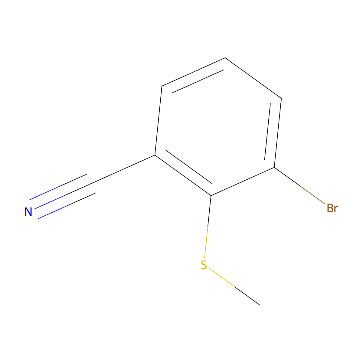 3-Bromo-2-(methylthio)benzonitrile molecular structure, CAS 2807446-28-0
