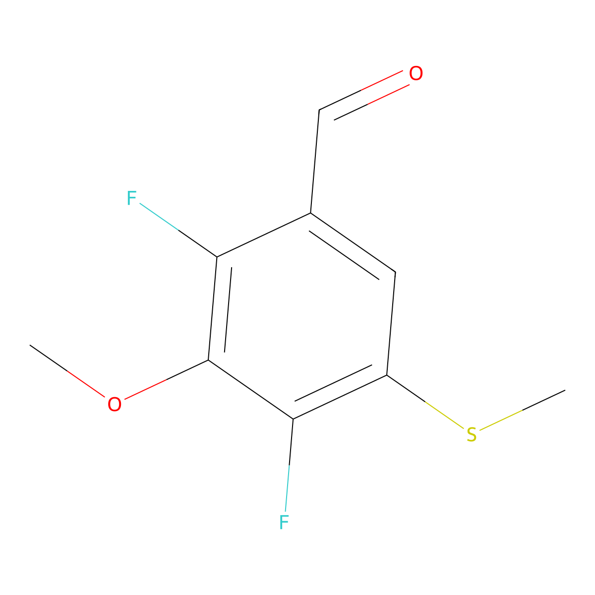 2,4-Difluoro-3-methoxy-5-(methylthio)benzaldehyde molecular structure, CAS 2807446-34-8