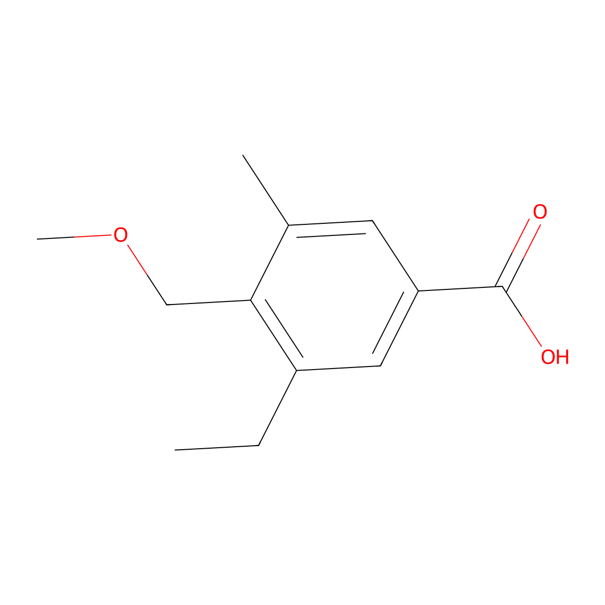 3-Ethyl-4-(methoxymethyl)-5-methylbenzoic acid molecular structure, CAS 2807446-40-6