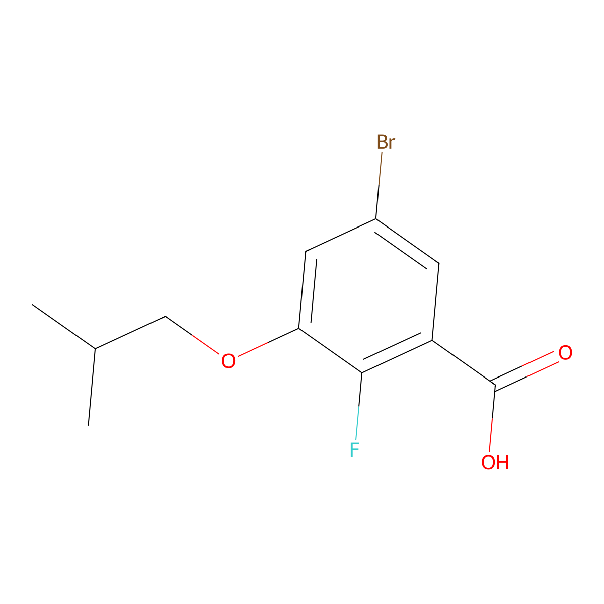 5-Bromo-2-fluoro-3-isobutoxybenzoic acid molecular structure, CAS 2807446-54-2