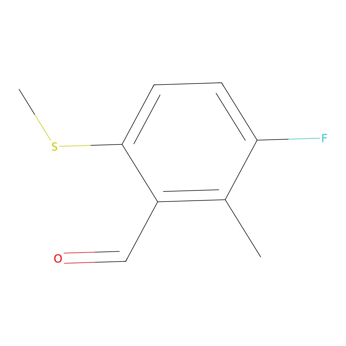 3-Fluoro-2-methyl-6-(methylthio)benzaldehyde molecular structure, CAS 2807446-56-4