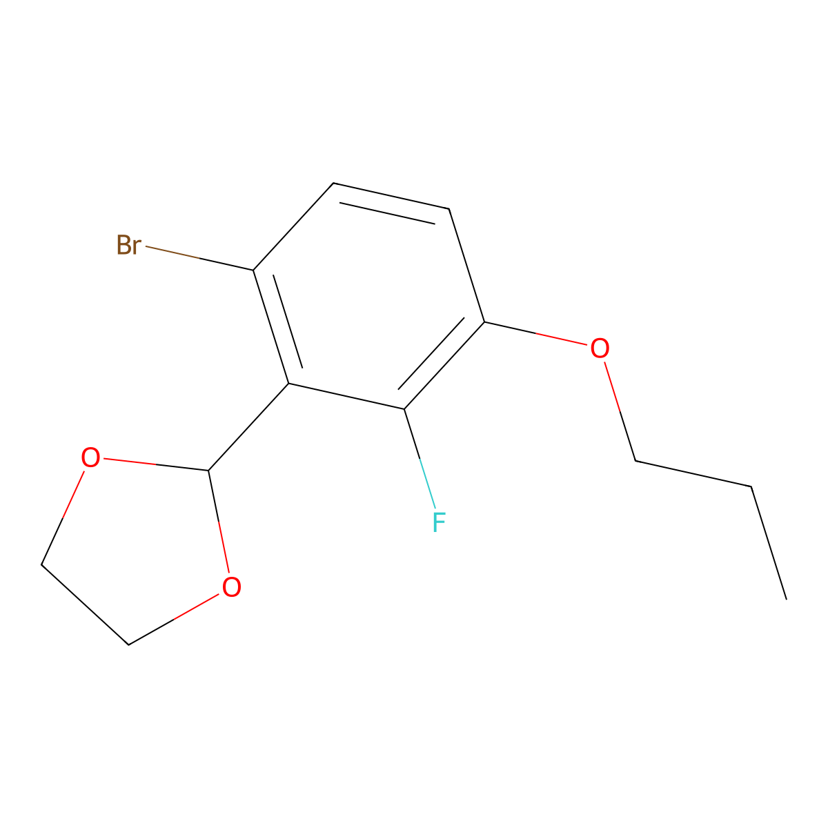 2-(6-Bromo-2-fluoro-3-propoxyphenyl)-1,3-dioxolane molecular structure, CAS 2807446-58-6