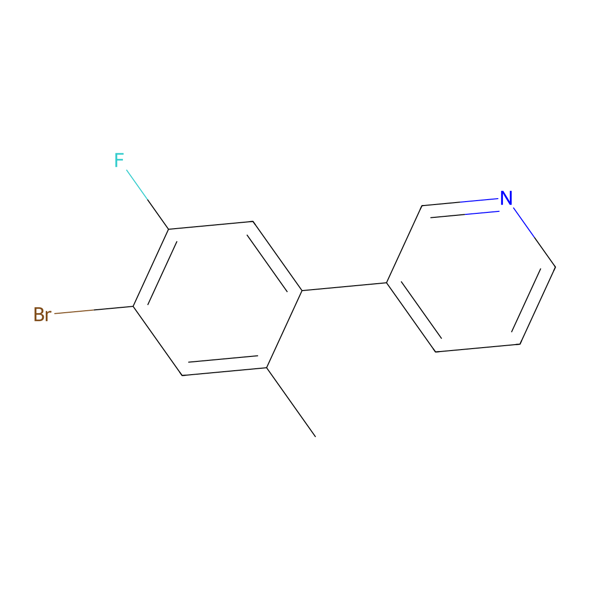 3-(4-Bromo-5-fluoro-2-methylphenyl)pyridine molecular structure, CAS 2807446-67-7