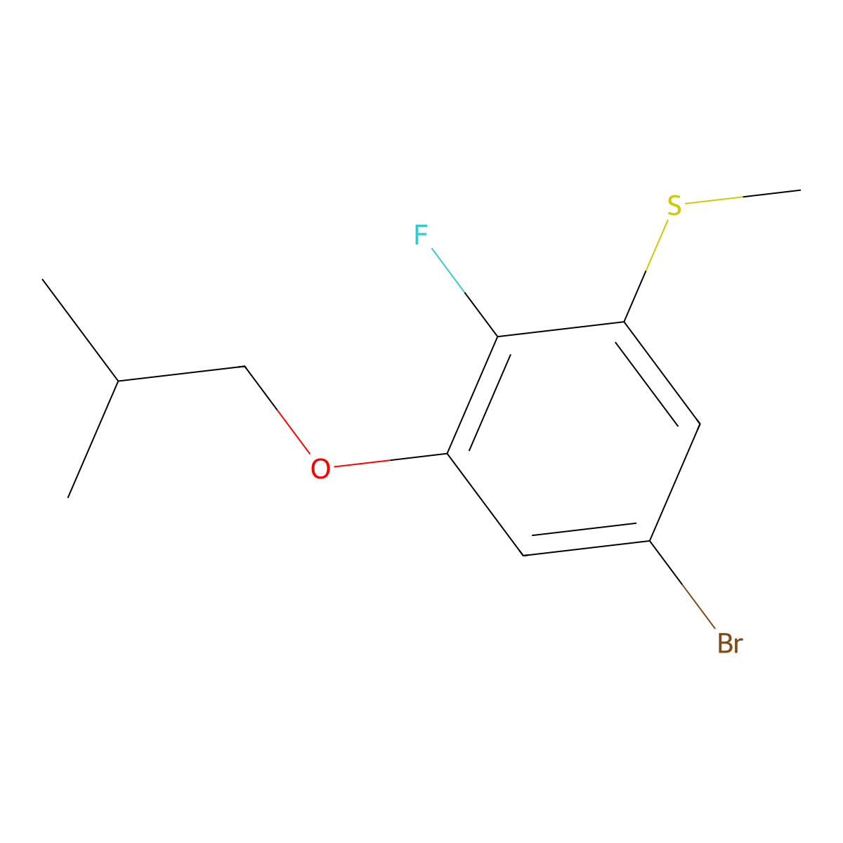 (5-Bromo-2-fluoro-3-isobutoxyphenyl)(methyl)sulfane molecular structure, CAS 2807446-71-3