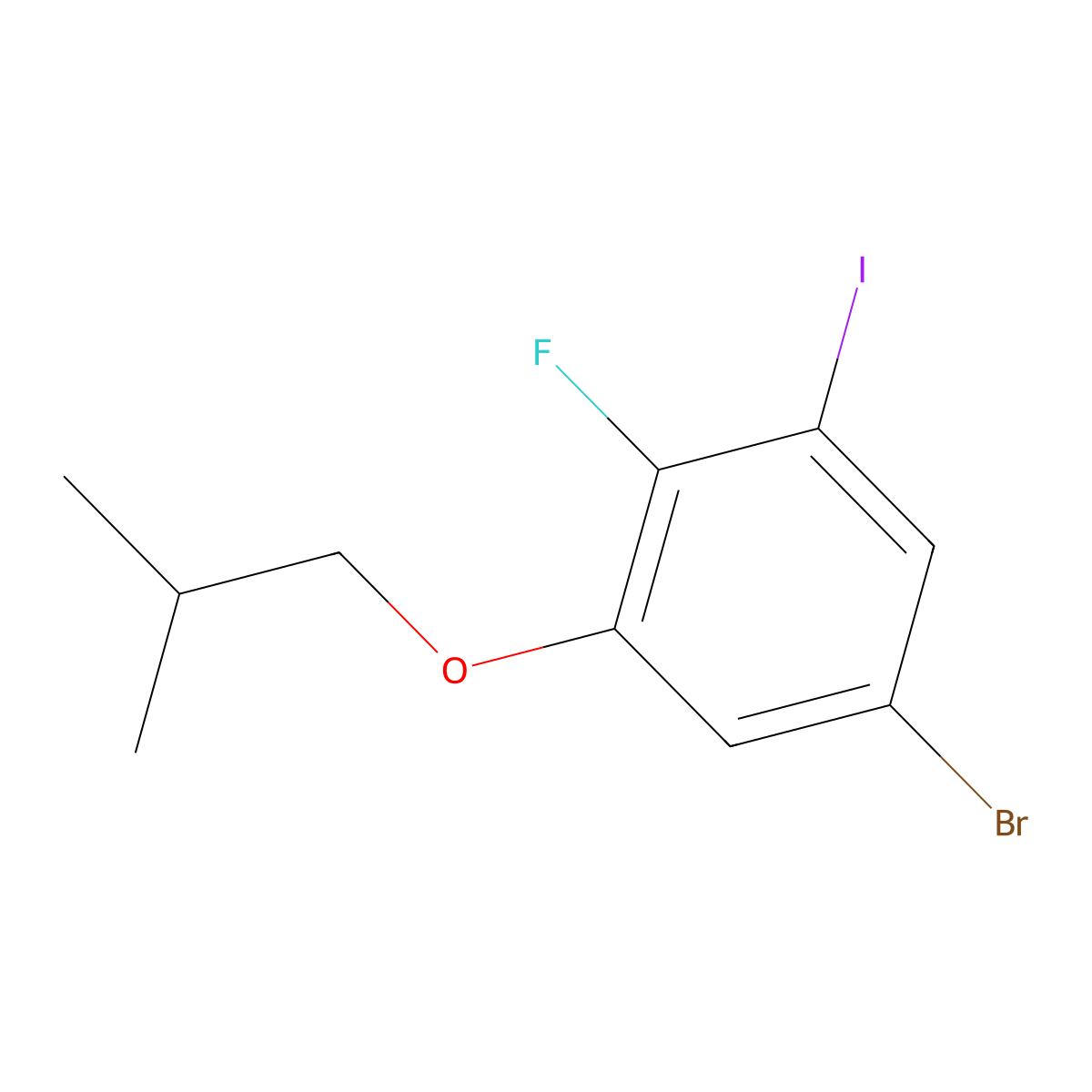 5-Bromo-2-fluoro-1-iodo-3-isobutoxybenzene molecular structure, CAS 2807446-87-1