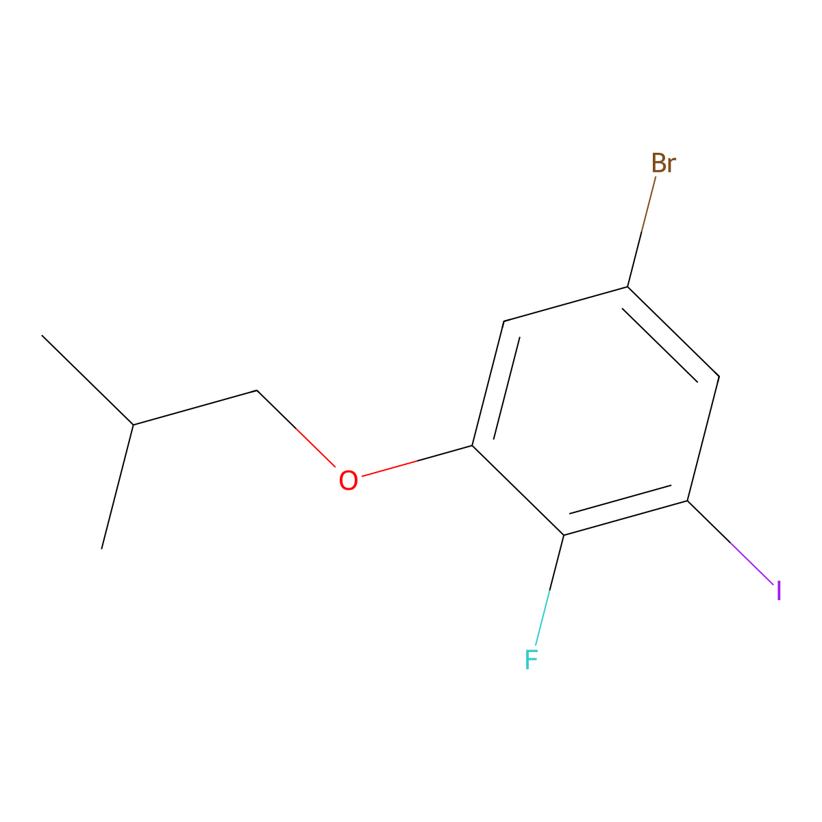 5-Bromo-2-fluoro-1-iodo-3-isobutoxybenzene molecular structure, CAS 2807446-87-1