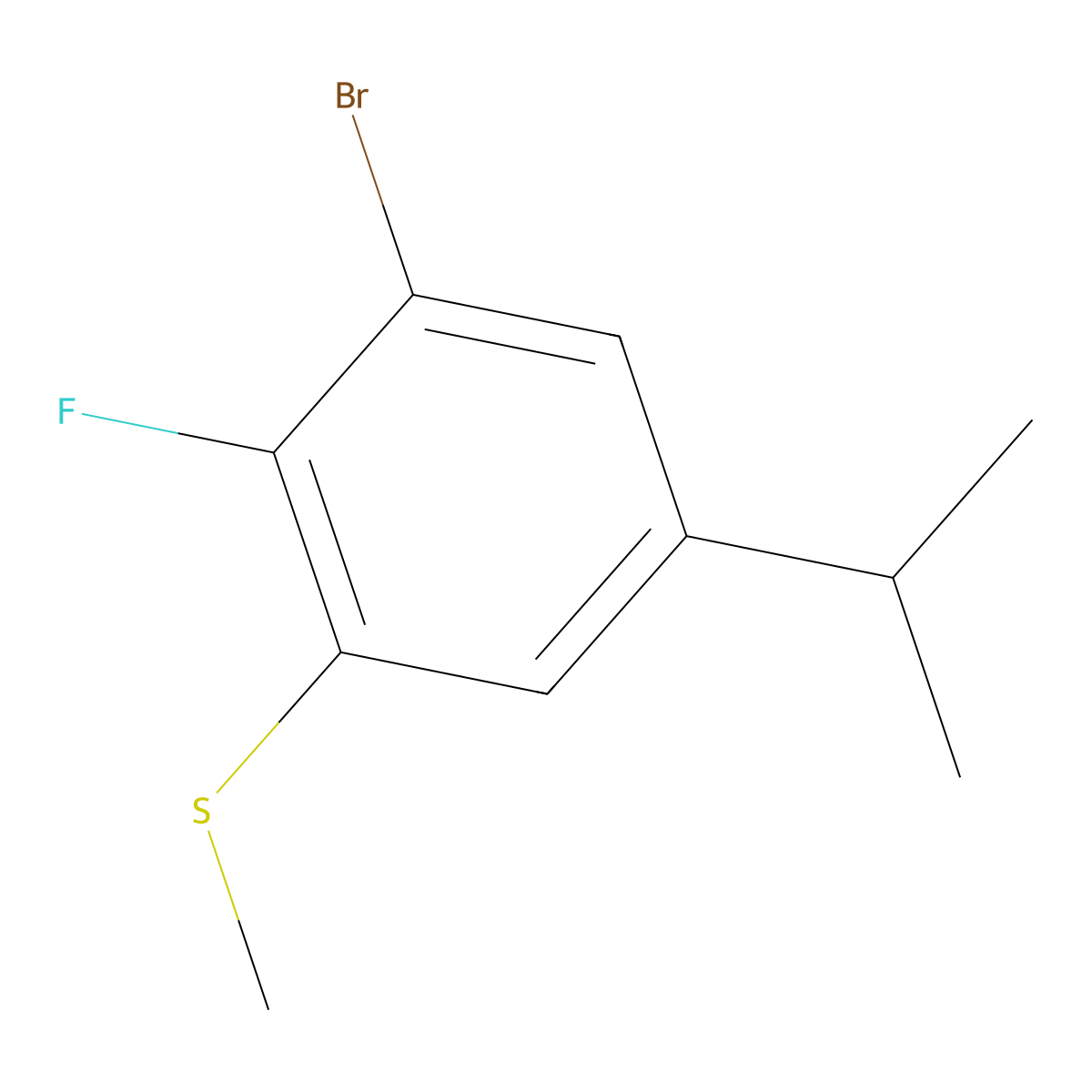 (3-Bromo-2-fluoro-5-isopropylphenyl)(methyl)sulfane molecular structure, CAS 2807446-96-2