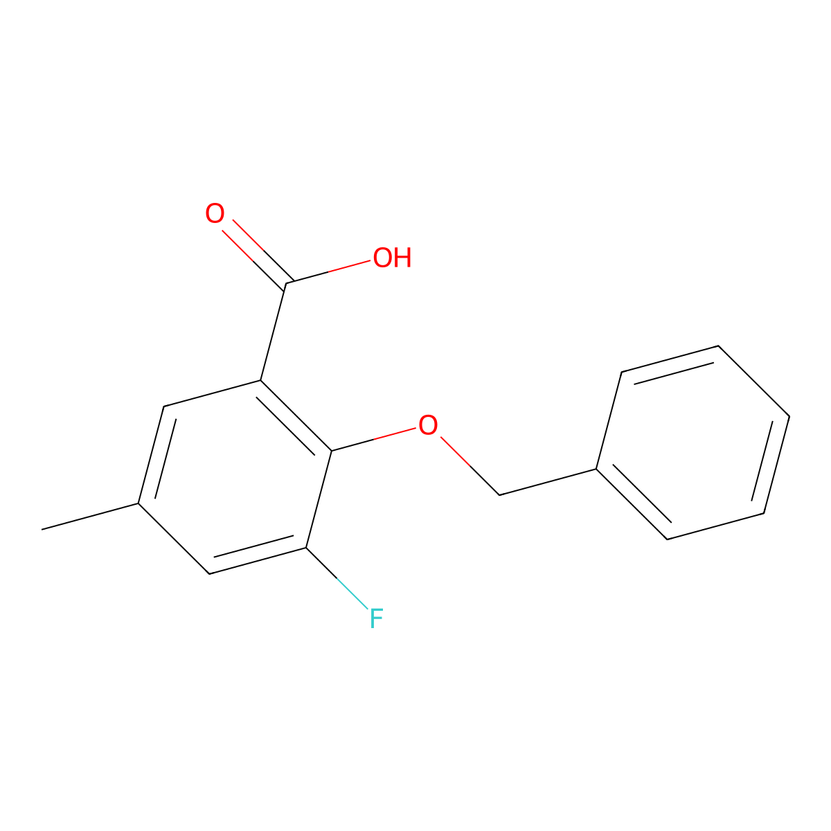 2-(Benzyloxy)-3-fluoro-5-methylbenzoic acid molecular structure, CAS 2807446-98-4