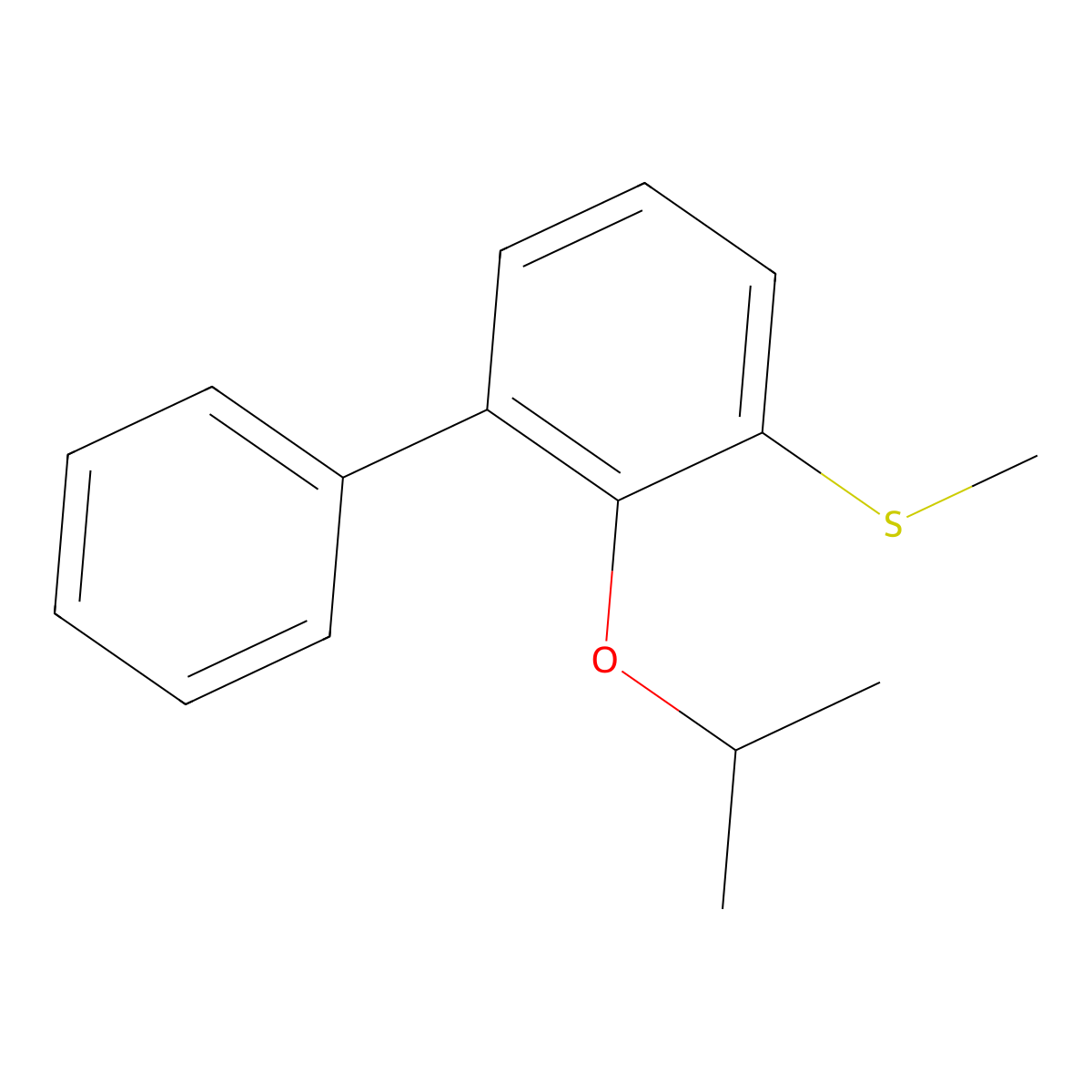 (2-Isopropoxy-[1,1'-biphenyl]-3-yl)(methyl)sulfane molecular structure, CAS 2807447-02-3