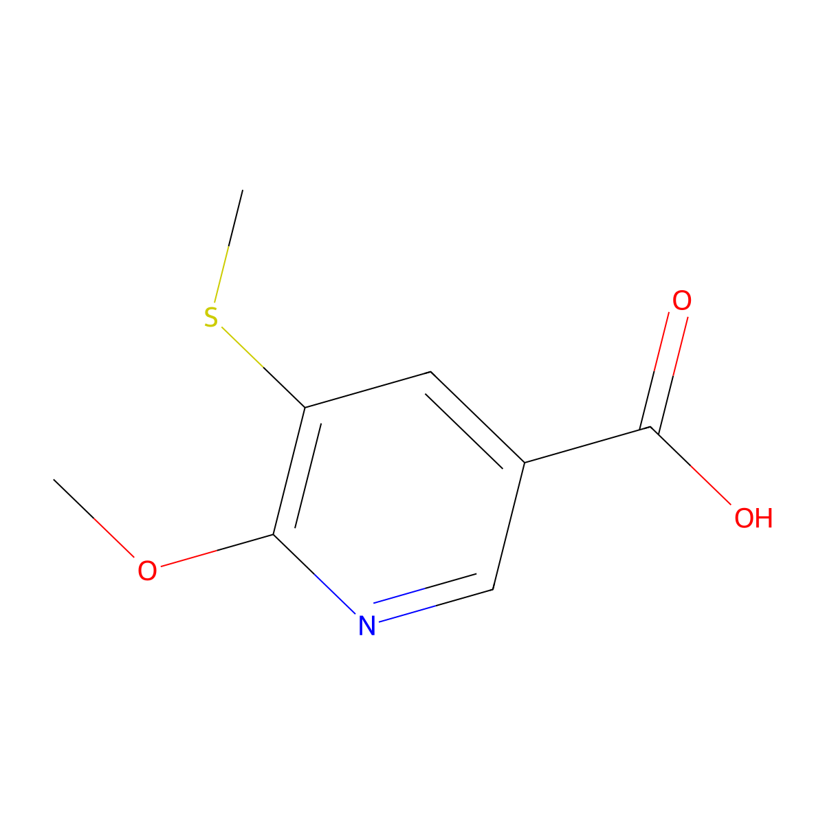 6-Methoxy-5-(methylthio)nicotinic acid molecular structure, CAS 2807447-09-0