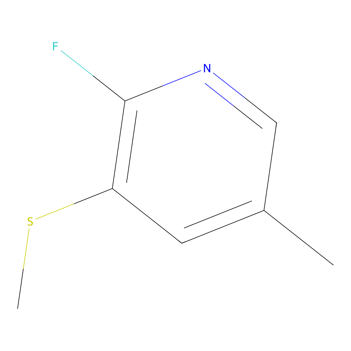 2-Fluoro-5-methyl-3-(methylthio)pyridine molecular structure, CAS 2807447-11-4