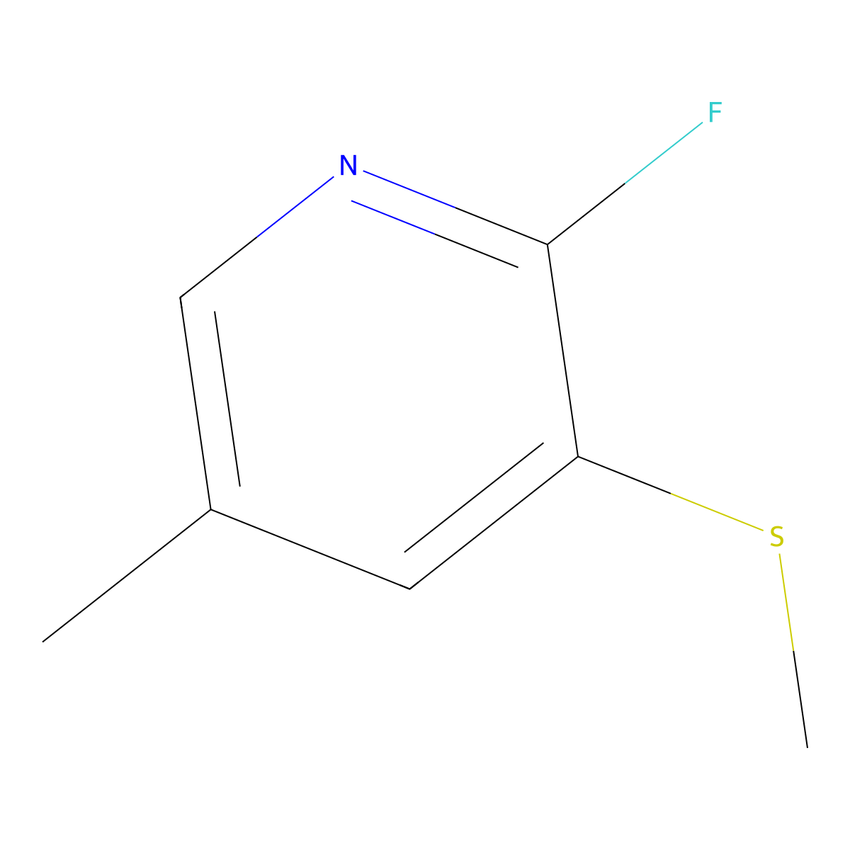 2-Fluoro-5-methyl-3-(methylthio)pyridine molecular structure, CAS 2807447-11-4