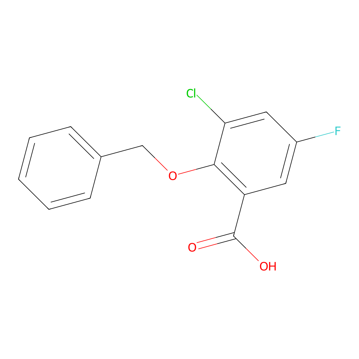 2-(Benzyloxy)-3-chloro-5-fluorobenzoic acid molecular structure, CAS 2807447-19-2
