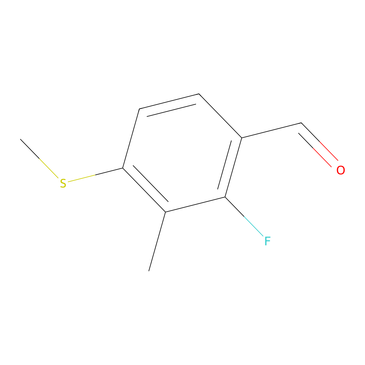 2-Fluoro-3-methyl-4-(methylthio)benzaldehyde molecular structure, CAS 2807447-22-7
