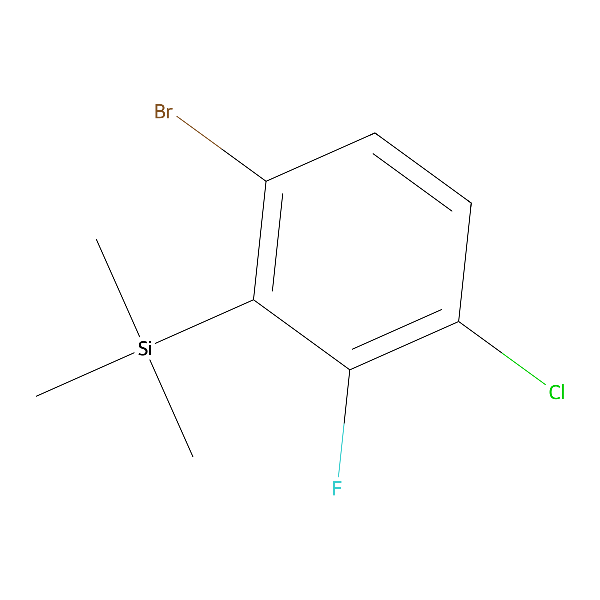 (6-Bromo-3-chloro-2-fluorophenyl)trimethylsilane molecular structure, CAS 2807447-23-8