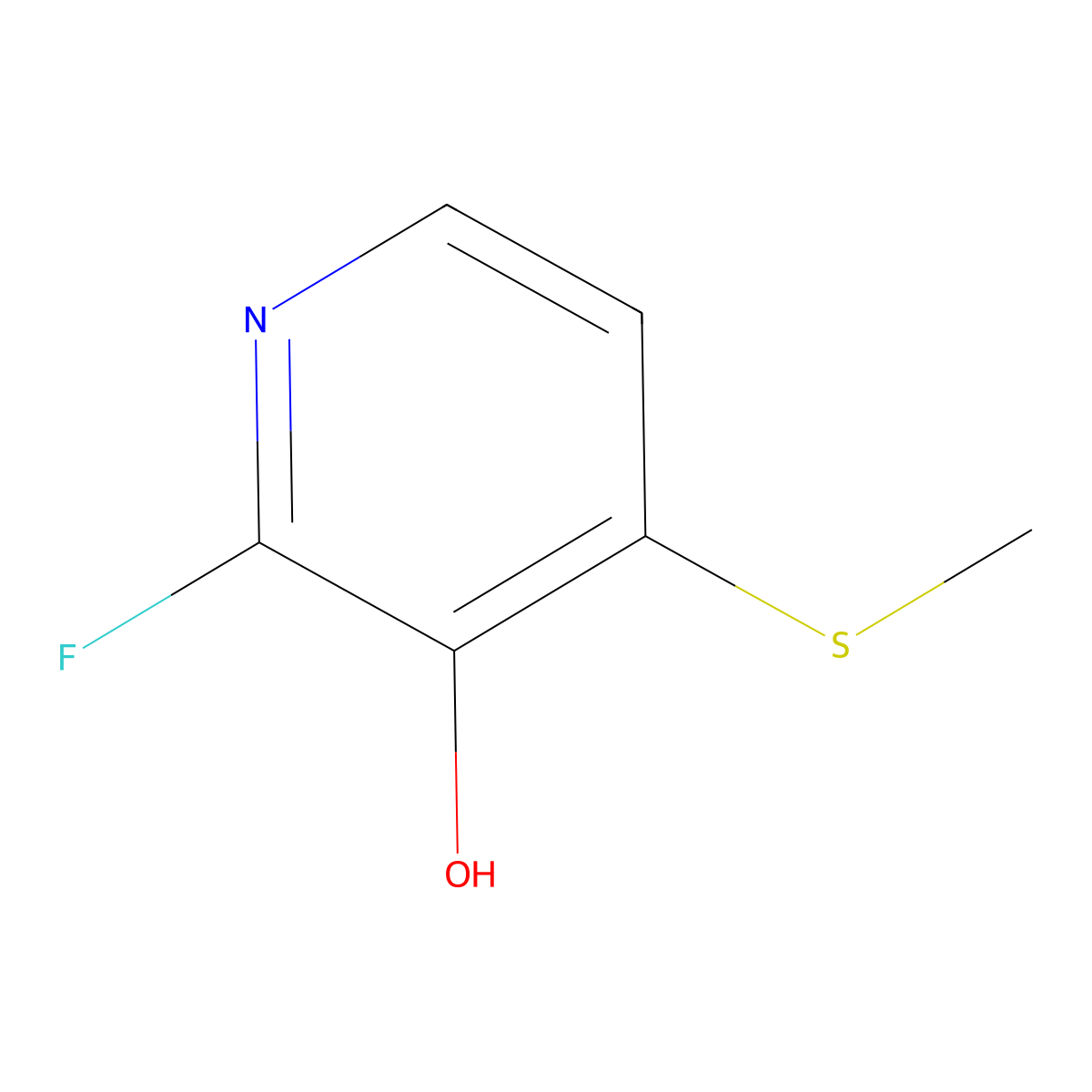 2-Fluoro-4-(methylthio)pyridin-3-ol molecular structure, CAS 2807447-26-1