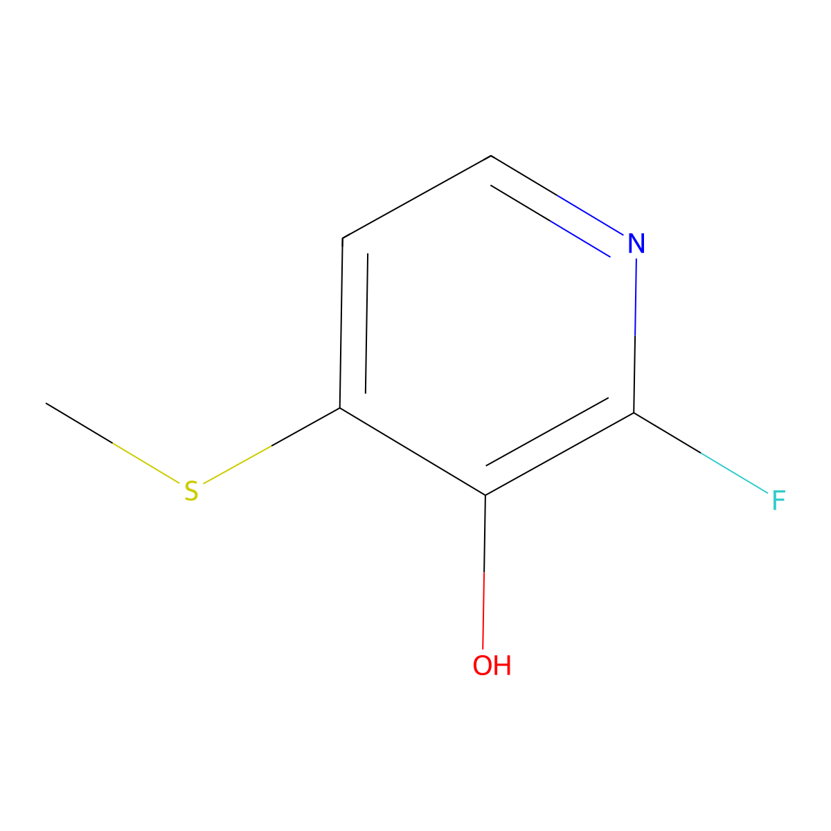 2-Fluoro-4-(methylthio)pyridin-3-ol molecular structure, CAS 2807447-26-1