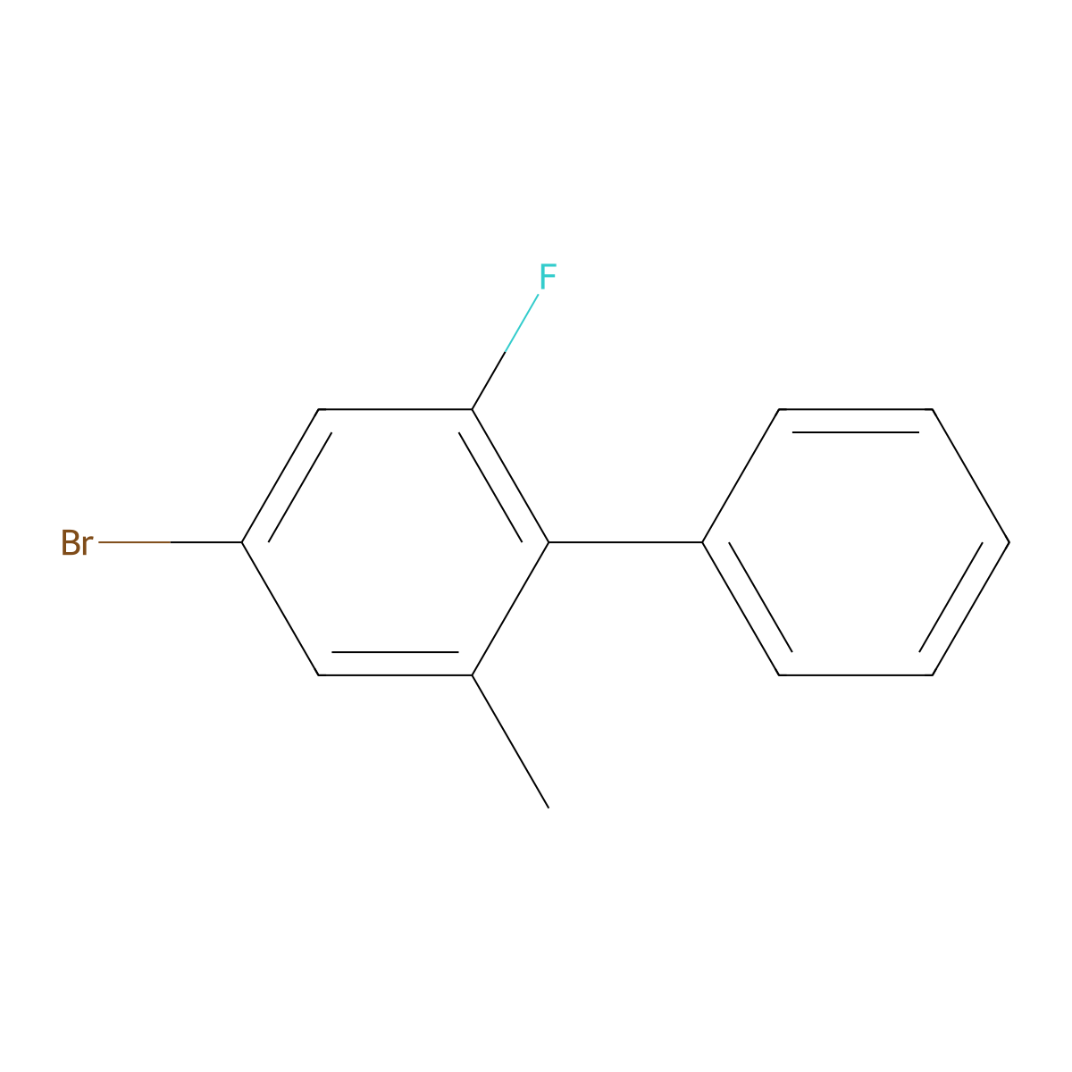 4-Bromo-2-fluoro-6-methyl-1,1'-biphenyl molecular structure, CAS 2807447-28-3