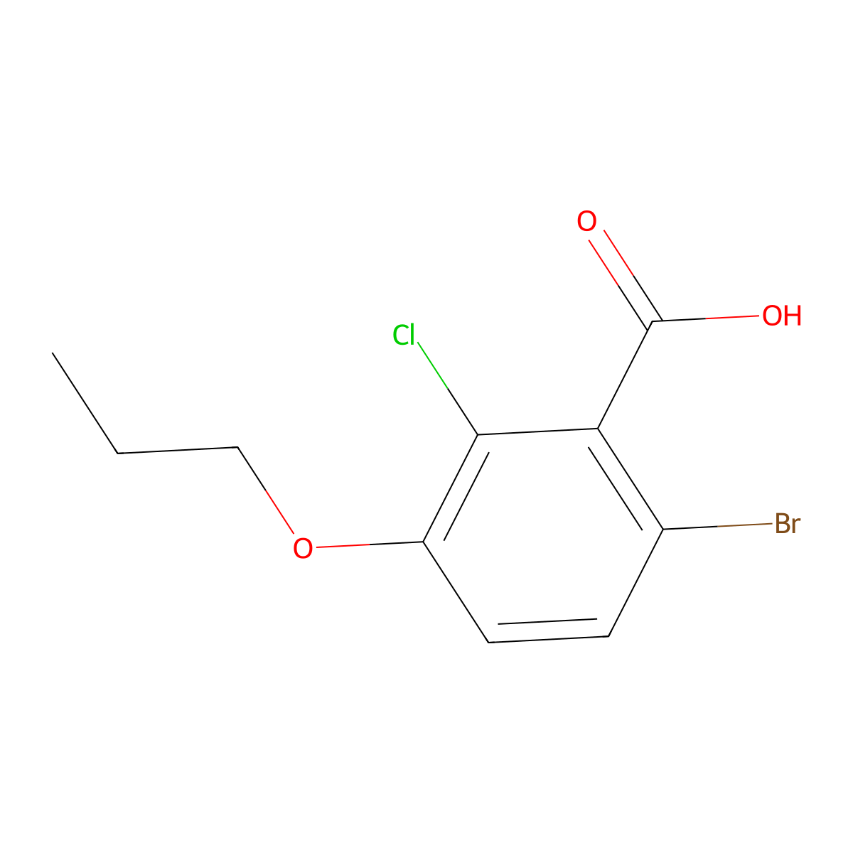 6-Bromo-2-chloro-3-propoxybenzoic acid molecular structure, CAS 2807447-33-0