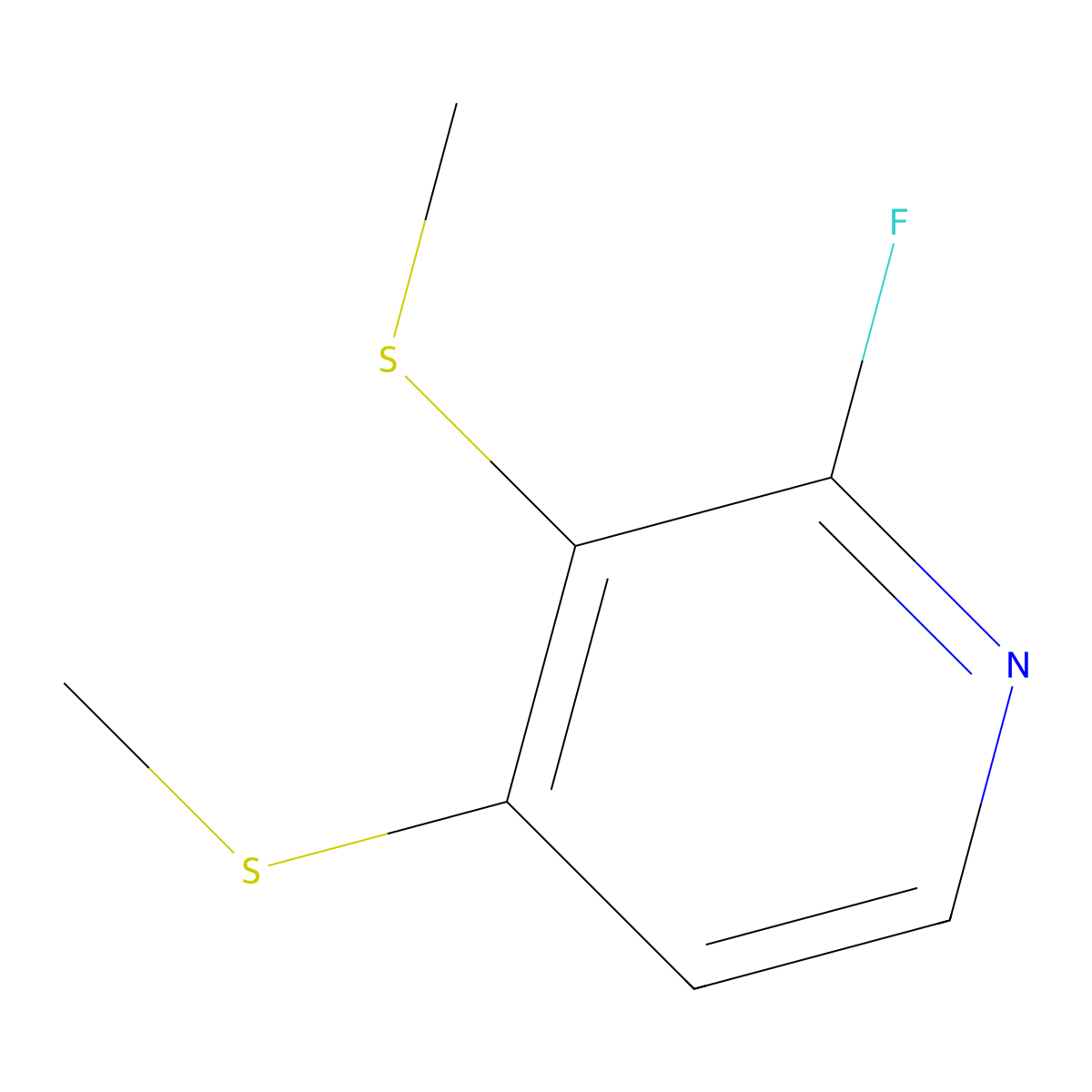 2-Fluoro-3,4-bis(methylthio)pyridine molecular structure, CAS 2807447-68-1