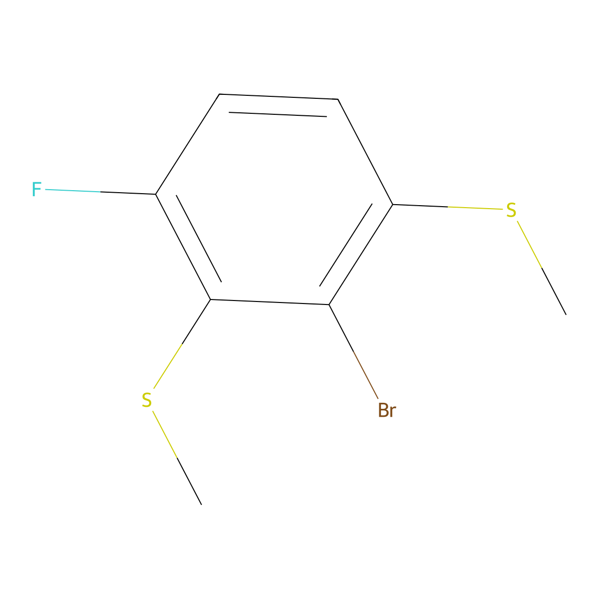 (2-Bromo-4-fluoro-1,3-phenylene)bis(methylsulfane) molecular structure, CAS 2807447-83-0