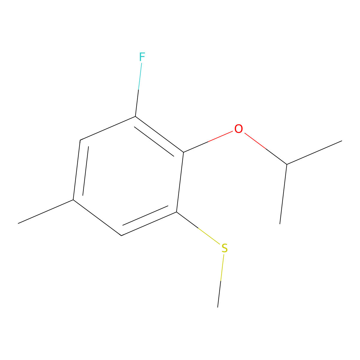 (3-Fluoro-2-isopropoxy-5-methylphenyl)(methyl)sulfane molecular structure, CAS 2807447-89-6