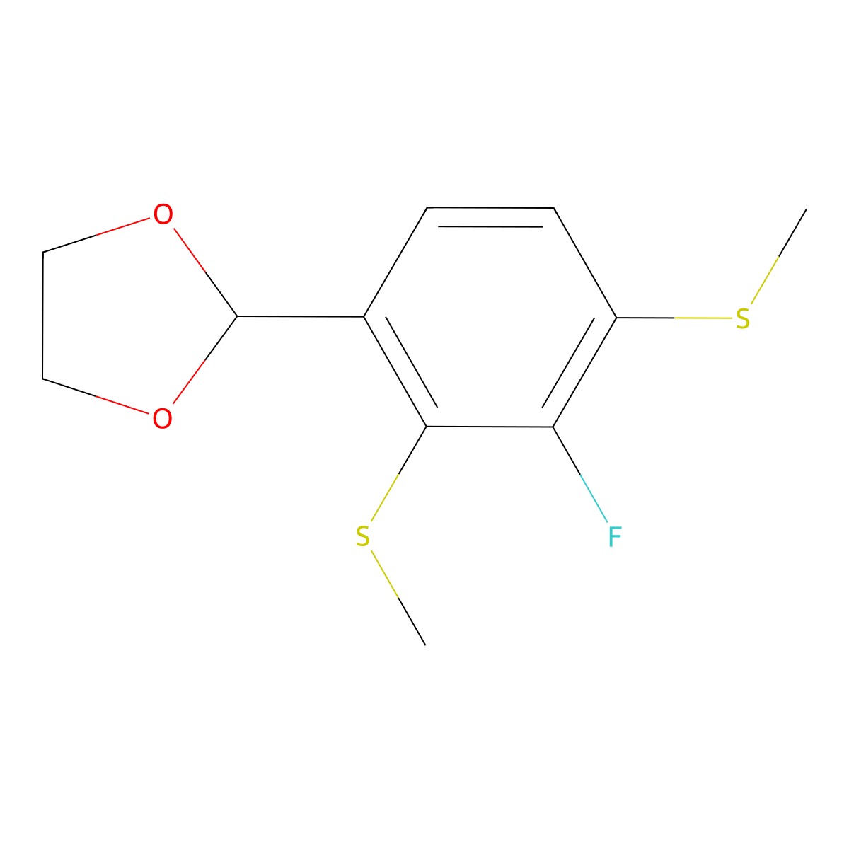 2-(3-Fluoro-2,4-bis(methylthio)phenyl)-1,3-dioxolane molecular structure, CAS 2807448-03-7