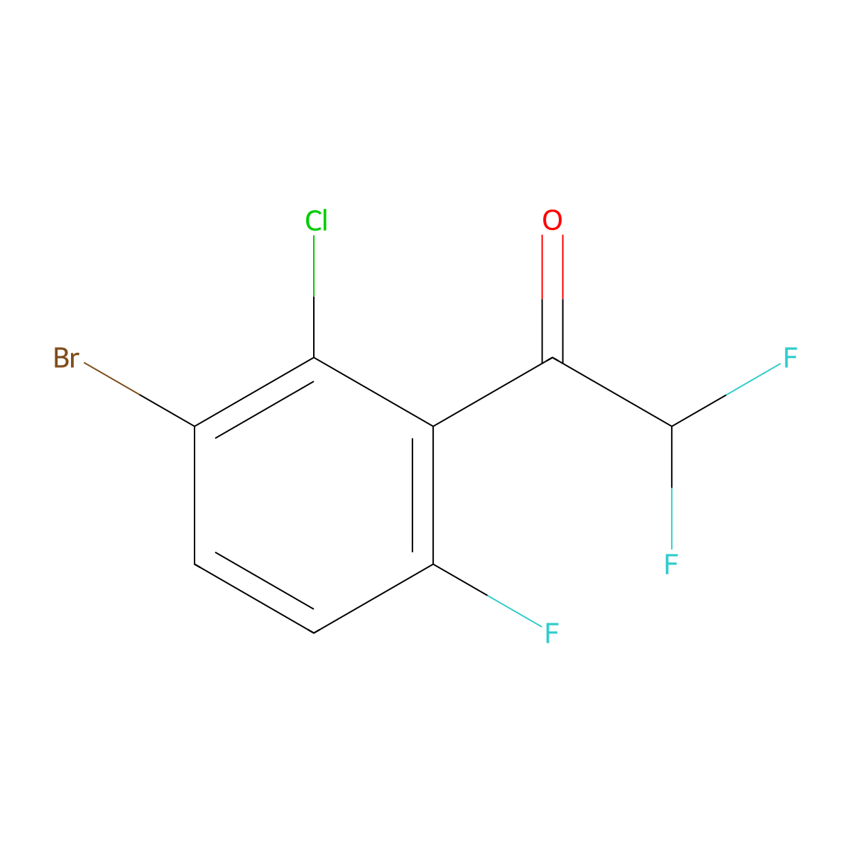 1-(3-Bromo-2-chloro-6-fluorophenyl)-2,2-difluoroethanone molecular structure, CAS 2807448-30-0
