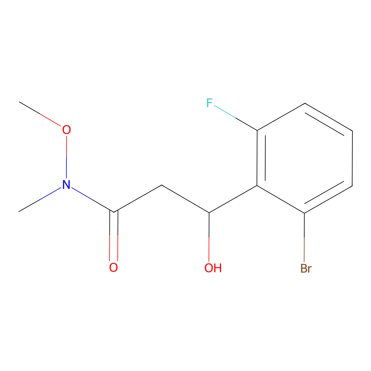 3-(2-Bromo-6-fluorophenyl)-3-hydroxy-N-methoxy-N-methylpropanamide molecular structure, CAS 2807448-46-8