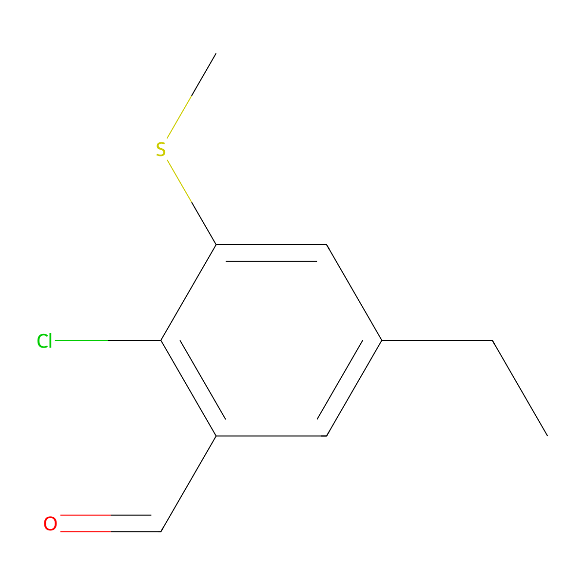 2-Chloro-5-ethyl-3-(methylthio)benzaldehyde molecular structure, CAS 2807448-52-6