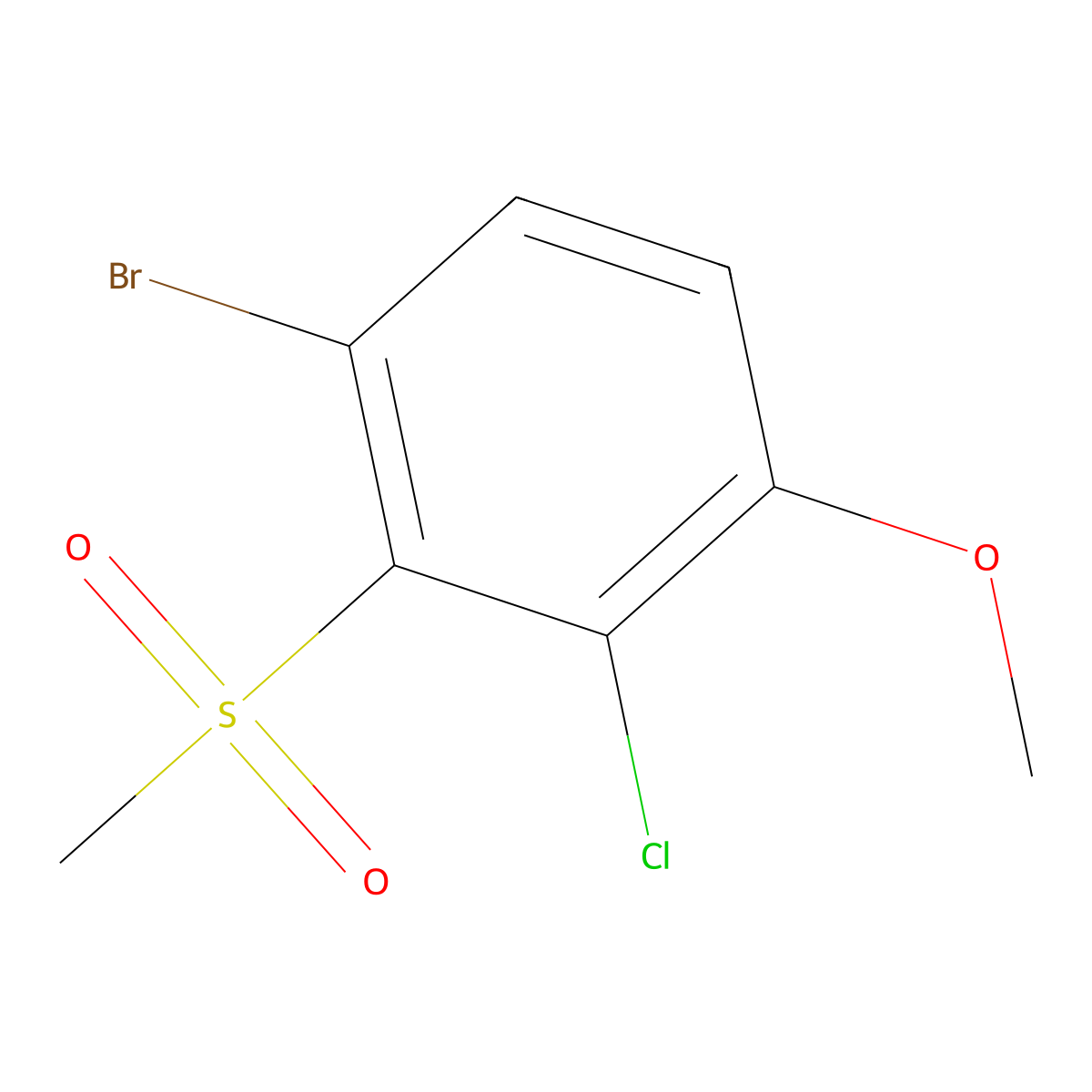 1-Bromo-3-chloro-4-methoxy-2-(methylsulfonyl)benzene molecular structure, CAS 2807448-55-9