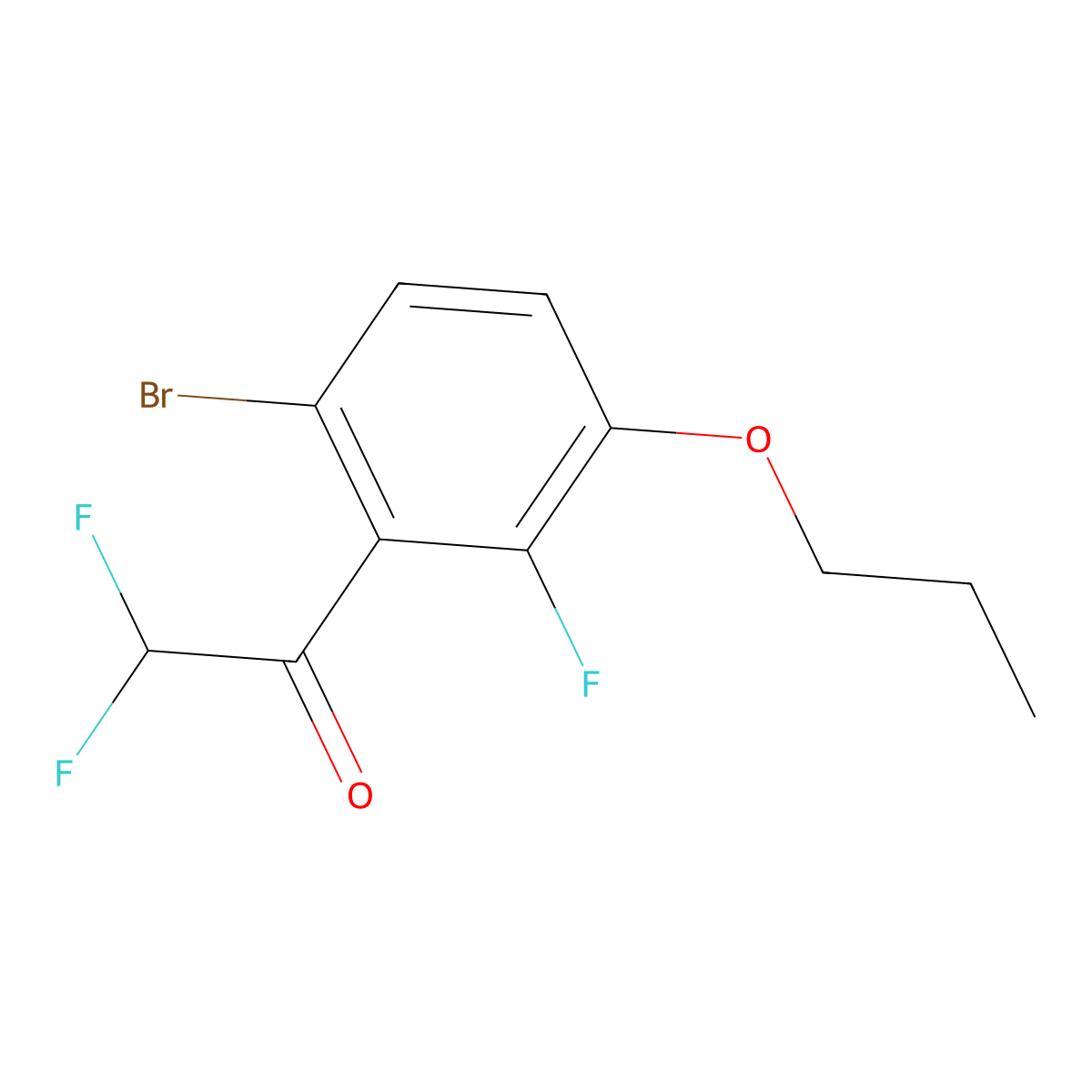 1-(6-Bromo-2-fluoro-3-propoxyphenyl)-2,2-difluoroethanone molecular structure, CAS 2807448-83-3